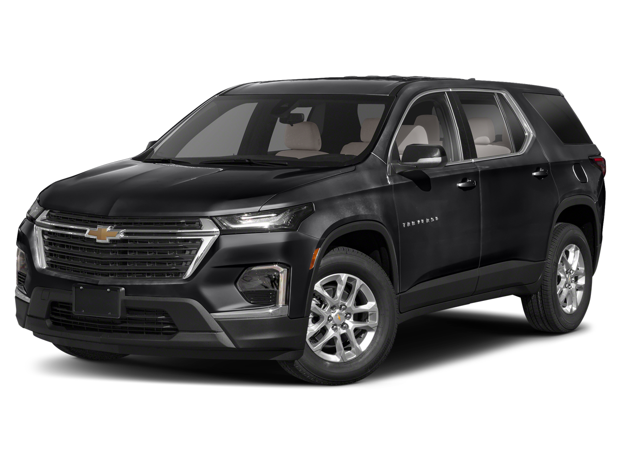 2023 Chevrolet Traverse RS in Mosaic Black Metallic — front three-quarter view