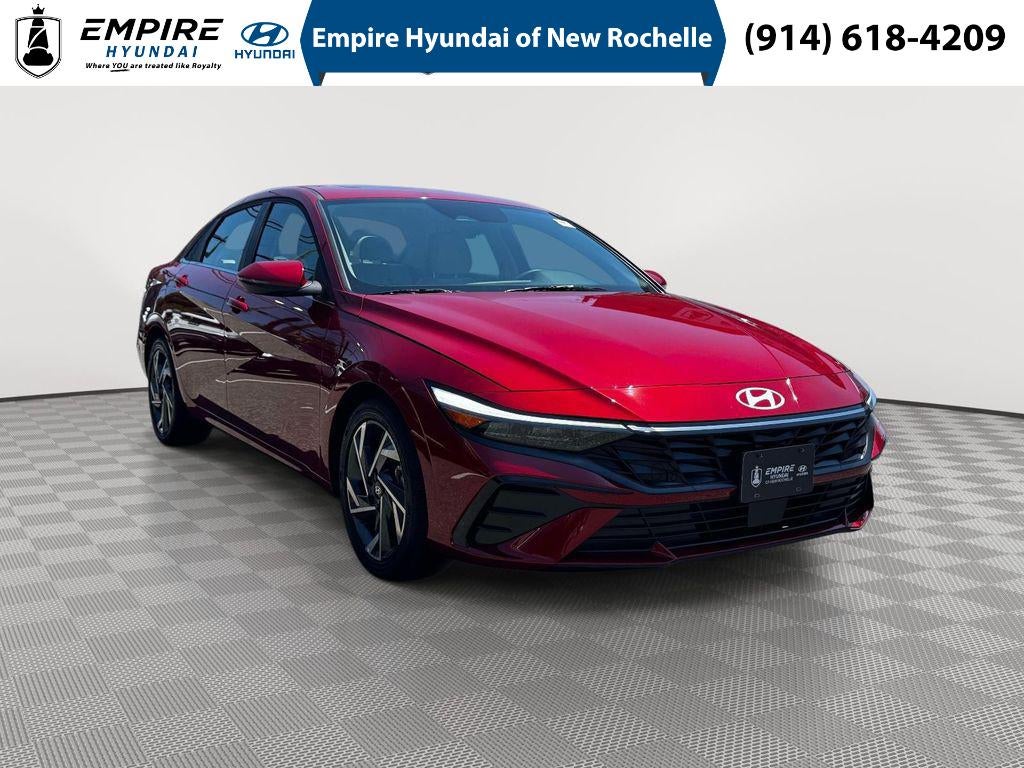 2025 Hyundai Elantra Limited in Ultimate Red — front three-quarter view