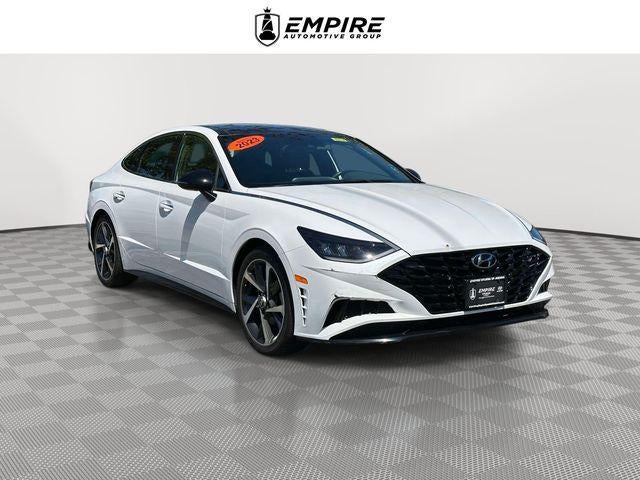2023 Hyundai Sonata SEL Plus in Serenity White — front three-quarter view