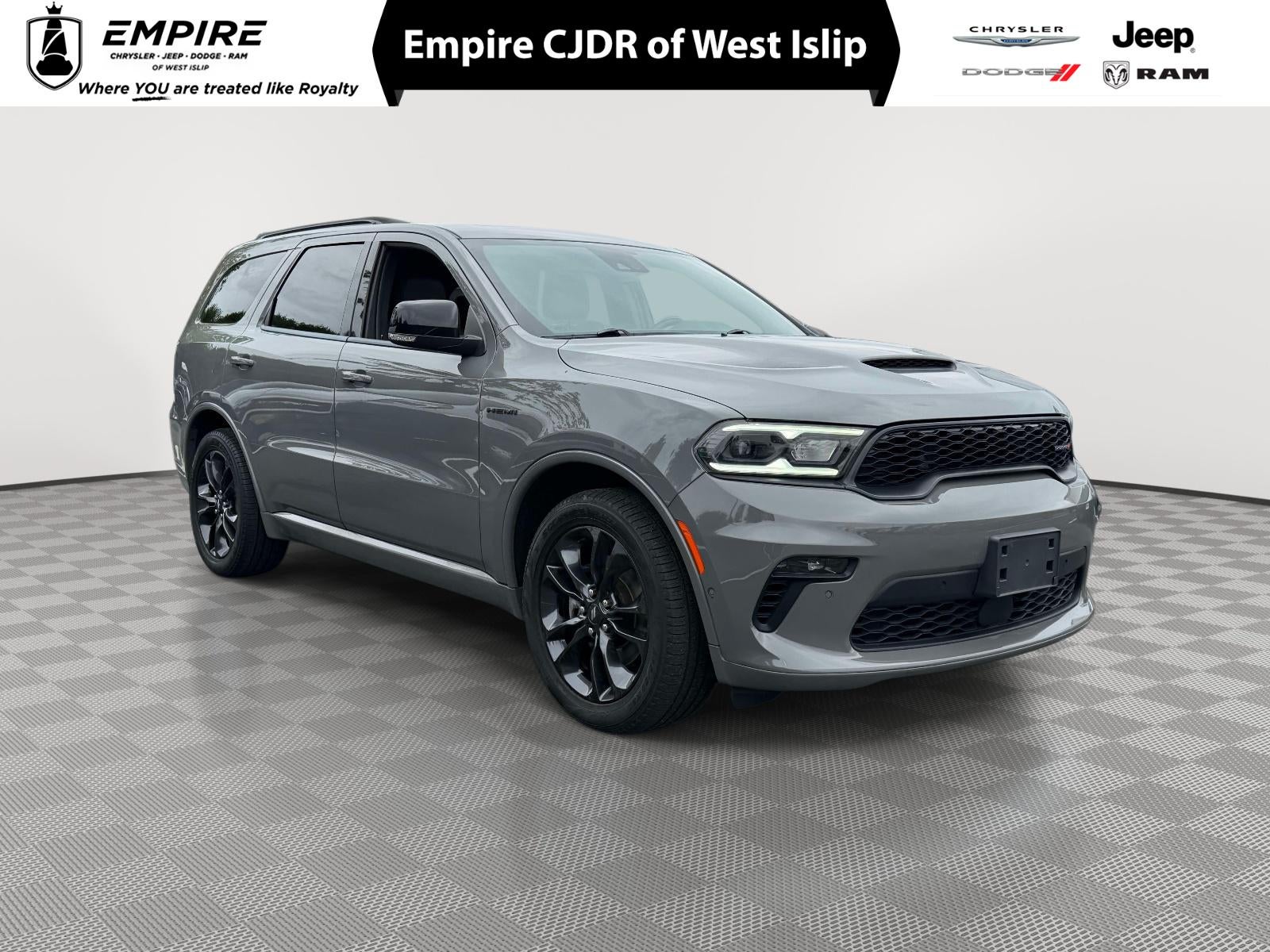 2023 Dodge Durango R/T Plus AWD in Destroyer Gray Clearcoat — front three-quarter view