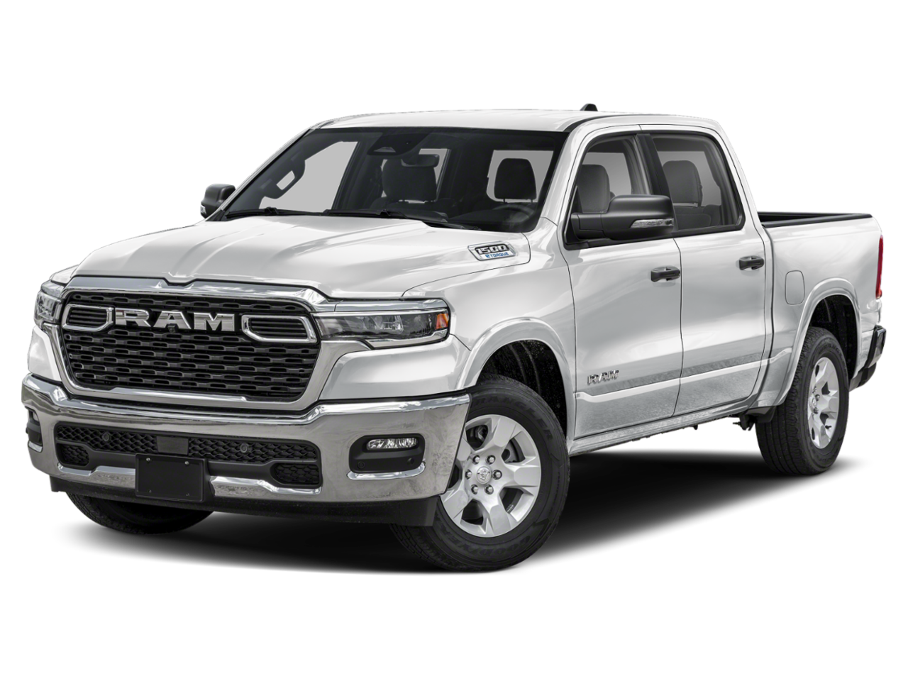 2025 RAM 1500 Big Horn Crew Cab 4x4 5'7' Box in Bright White Clearcoat — front three-quarter view