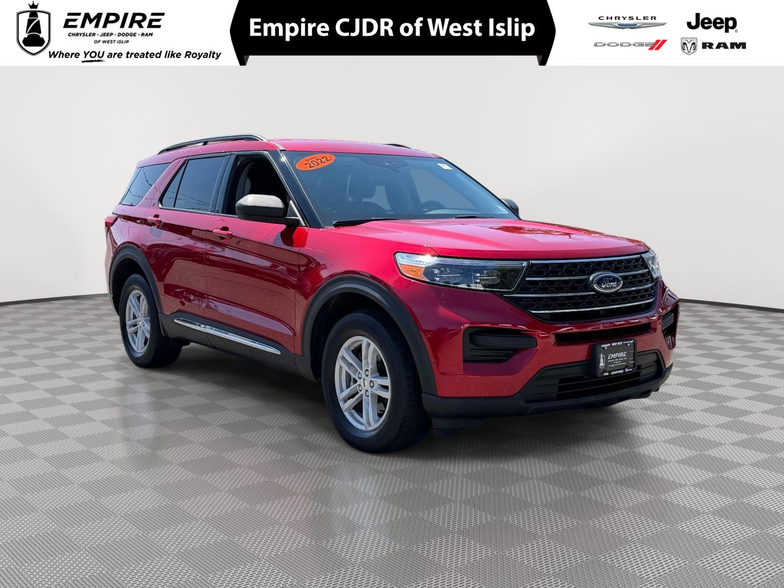 2022 Ford Explorer XLT in Red Metallic — front three-quarter view
