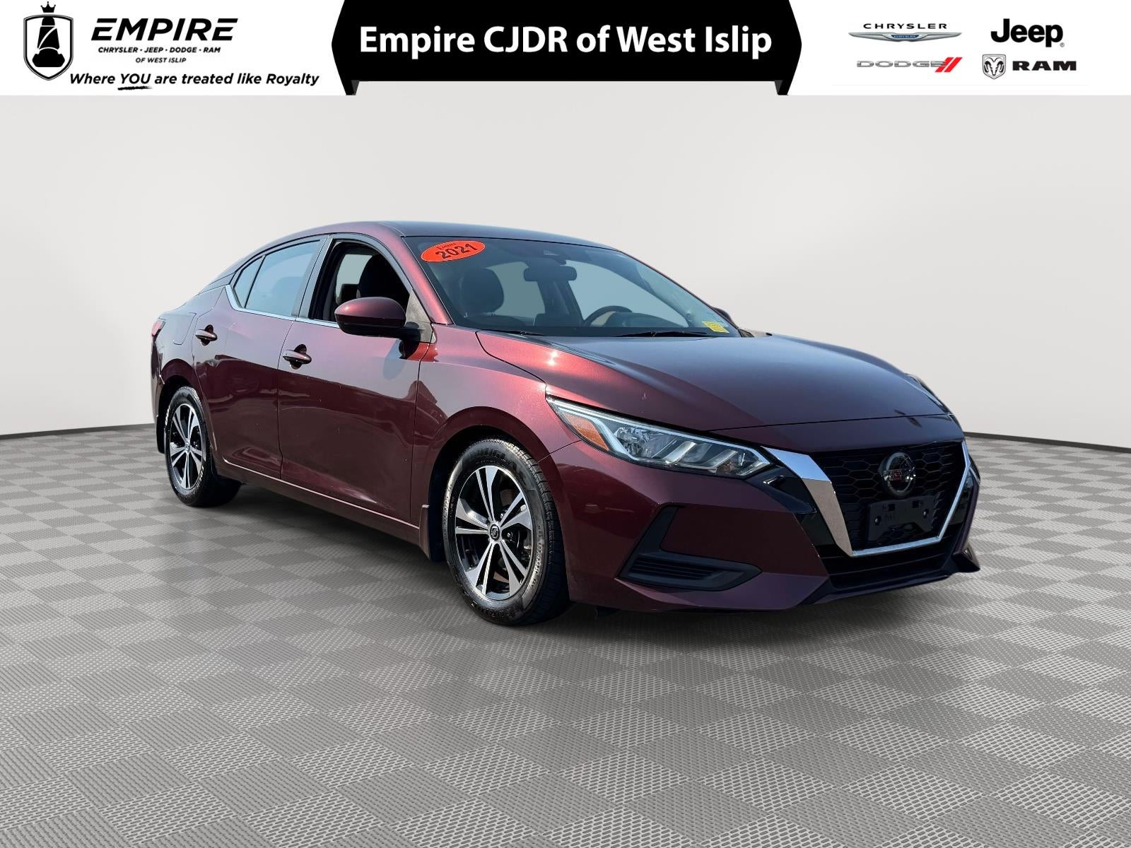 2021 Nissan Sentra SV Xtronic CVT in Rosewood Metallic — front three-quarter view