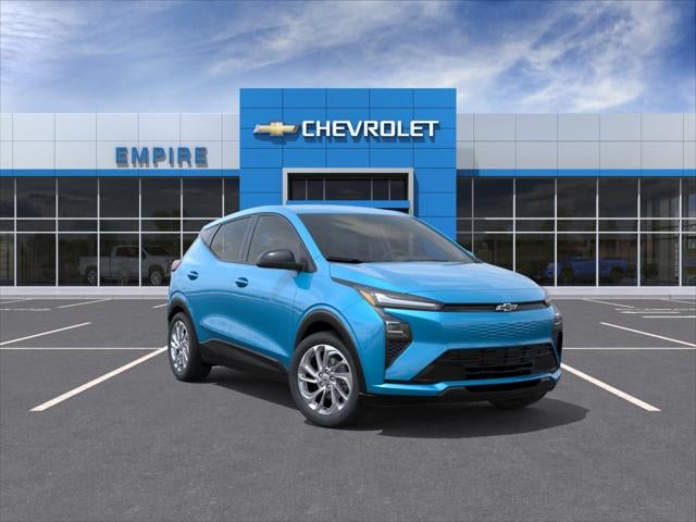 2027 Chevrolet Bolt LT in Marina Blue Metallic — front three-quarter view