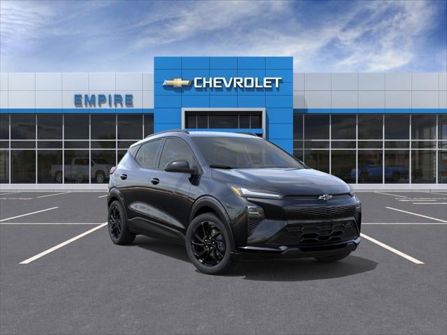2027 Chevrolet Bolt RS in Mosaic Black Metallic — front three-quarter view