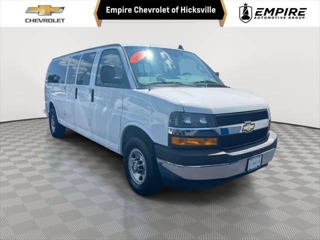 2019 Chevrolet Express Passenger 3500 LT in Summit White — front three-quarter view