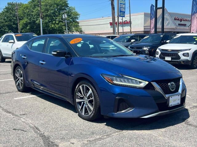 2020 Nissan Maxima SL in Deep Blue Pearl — front three-quarter view