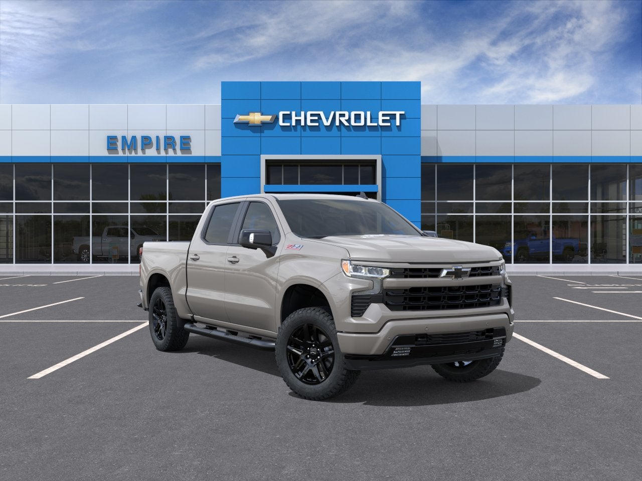 2026 Chevrolet Silverado 1500 RST in White Sands — front three-quarter view