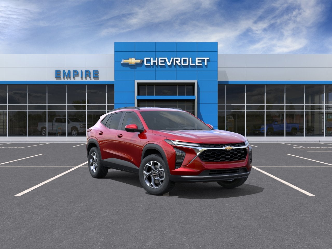 2026 Chevrolet Trax LT in Apex Red — front three-quarter view