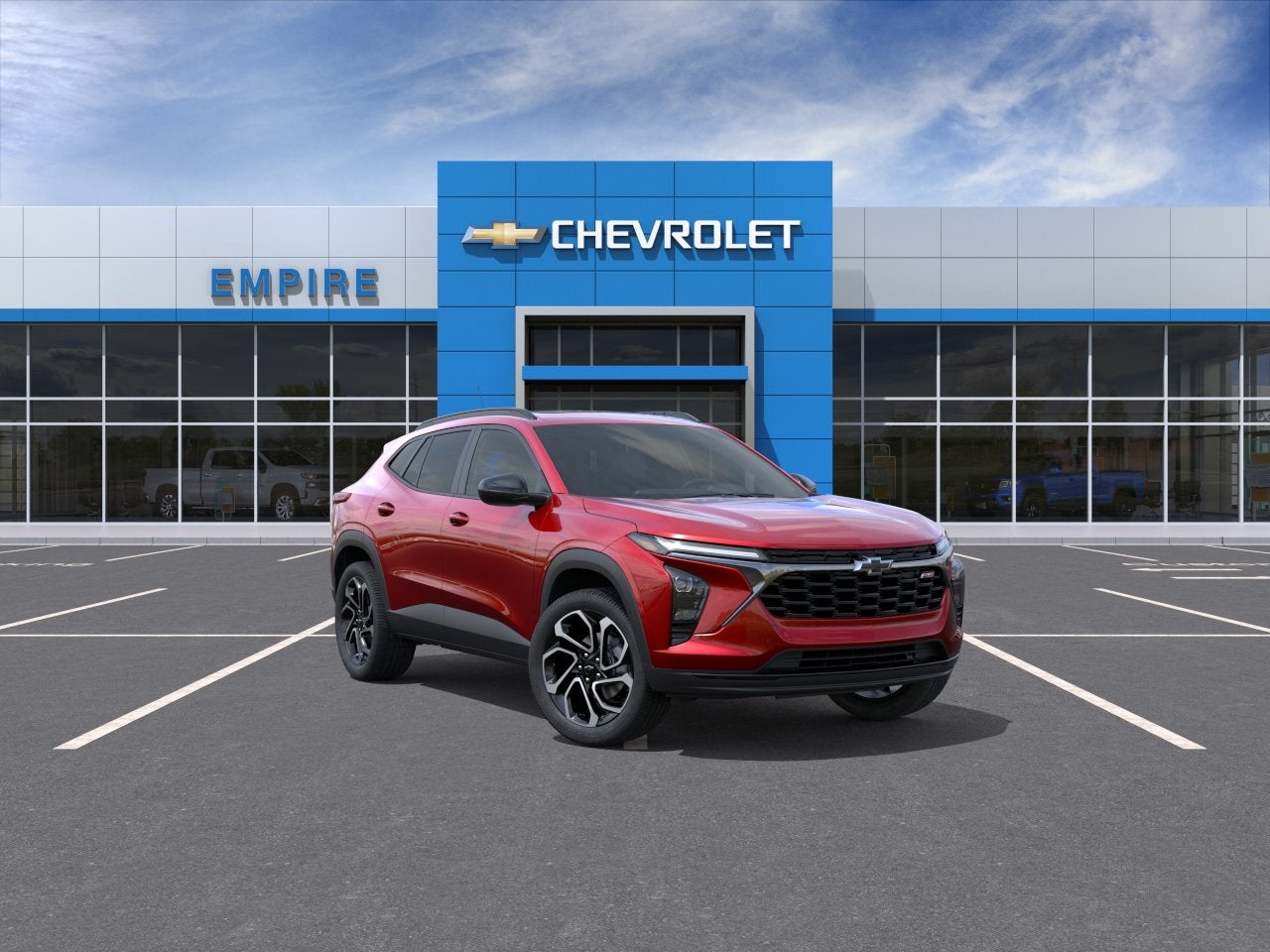 2026 Chevrolet Trax 2RS in Apex Red — front three-quarter view
