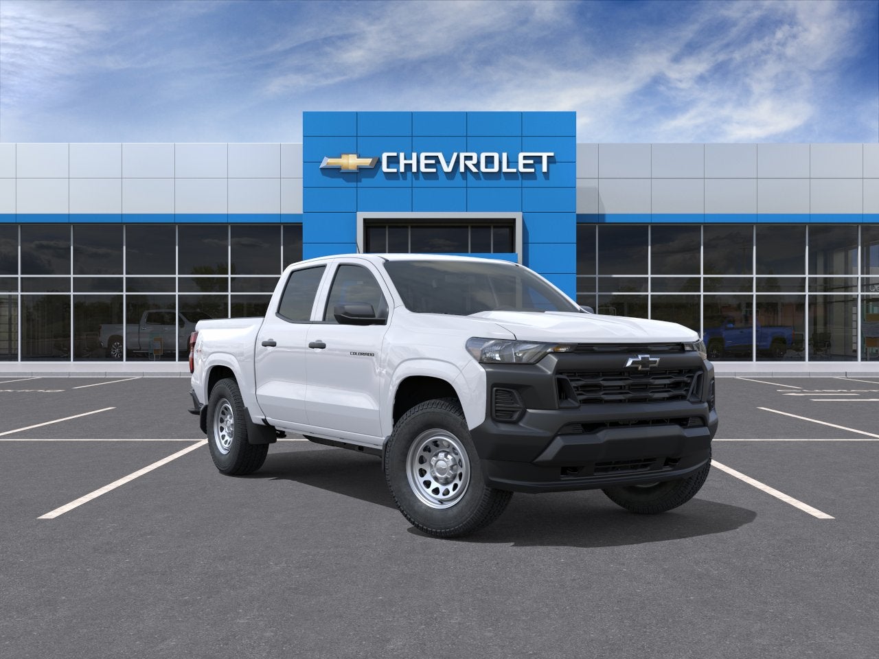 2026 Chevrolet Colorado WT in Summit White — front three-quarter view