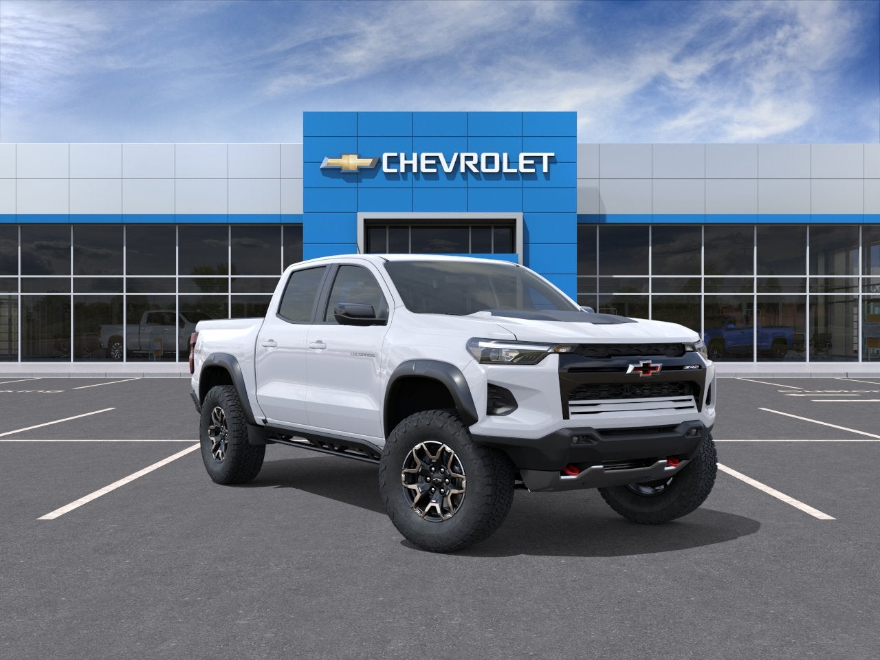 2026 Chevrolet Colorado ZR2 in Summit White — front three-quarter view