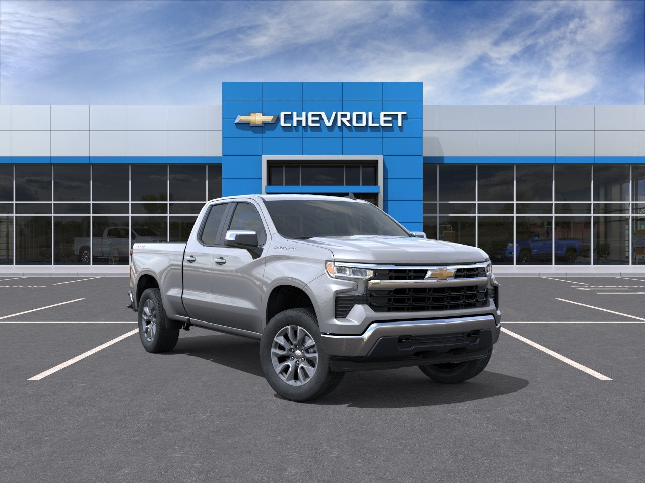 2026 Chevrolet Silverado 1500 LT (2FL) in Sterling Gray Metallic — front three-quarter view