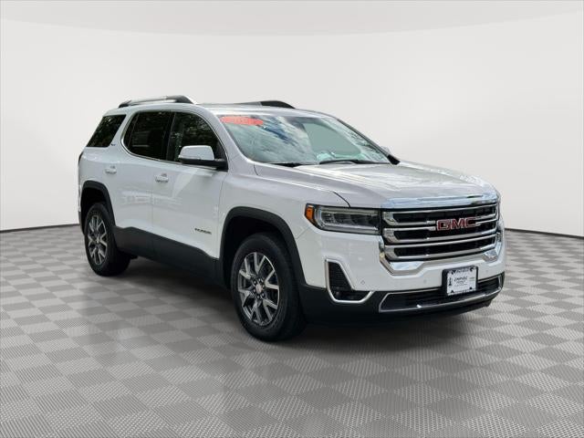 2023 GMC Acadia SLT in Summit White — front three-quarter view