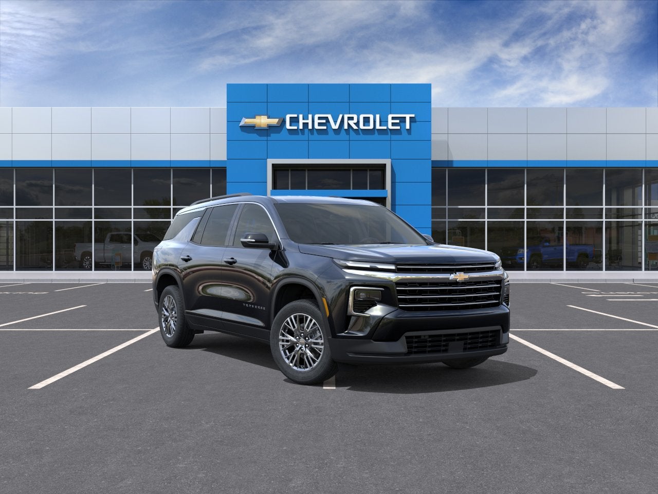 2026 Chevrolet Traverse LT in Mosaic Black Metallic — front three-quarter view