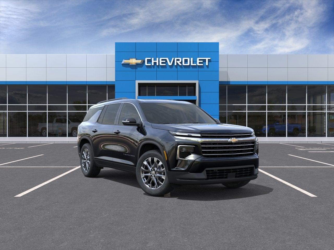 2026 Chevrolet Traverse LT in Mosaic Black Metallic — front three-quarter view