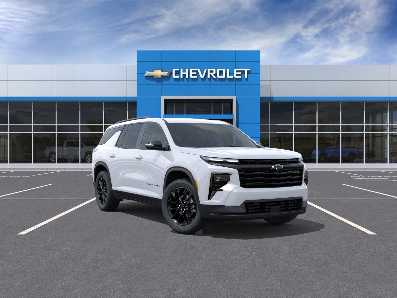 2026 Chevrolet Traverse LT in Polar White Tricoat — front three-quarter view