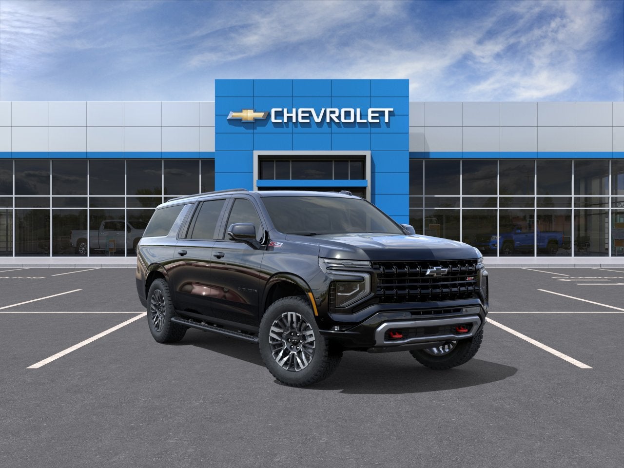 2026 Chevrolet Suburban Z71 in Black — front three-quarter view