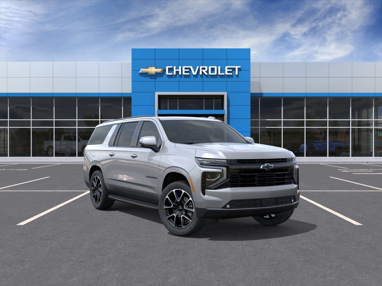 2026 Chevrolet Suburban RST in Sterling Gray Metallic — front three-quarter view