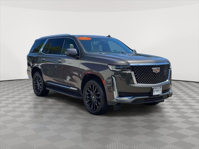 2021 Cadillac Escalade Premium Luxury in Dark Mocha Metallic — front three-quarter view