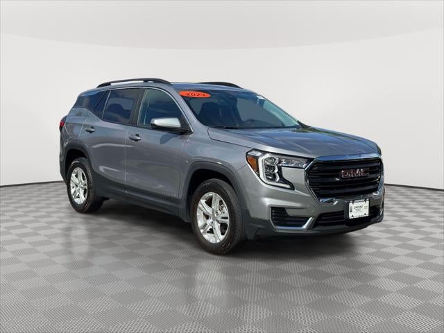 2023 GMC Terrain SLE in Sterling Metallic — front three-quarter view