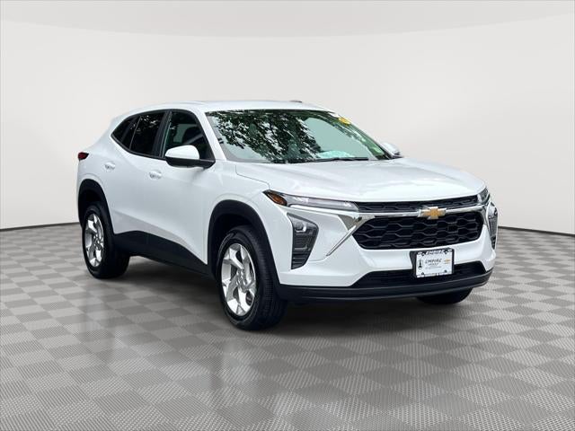 2024 Chevrolet Trax LS in Summit White — front three-quarter view