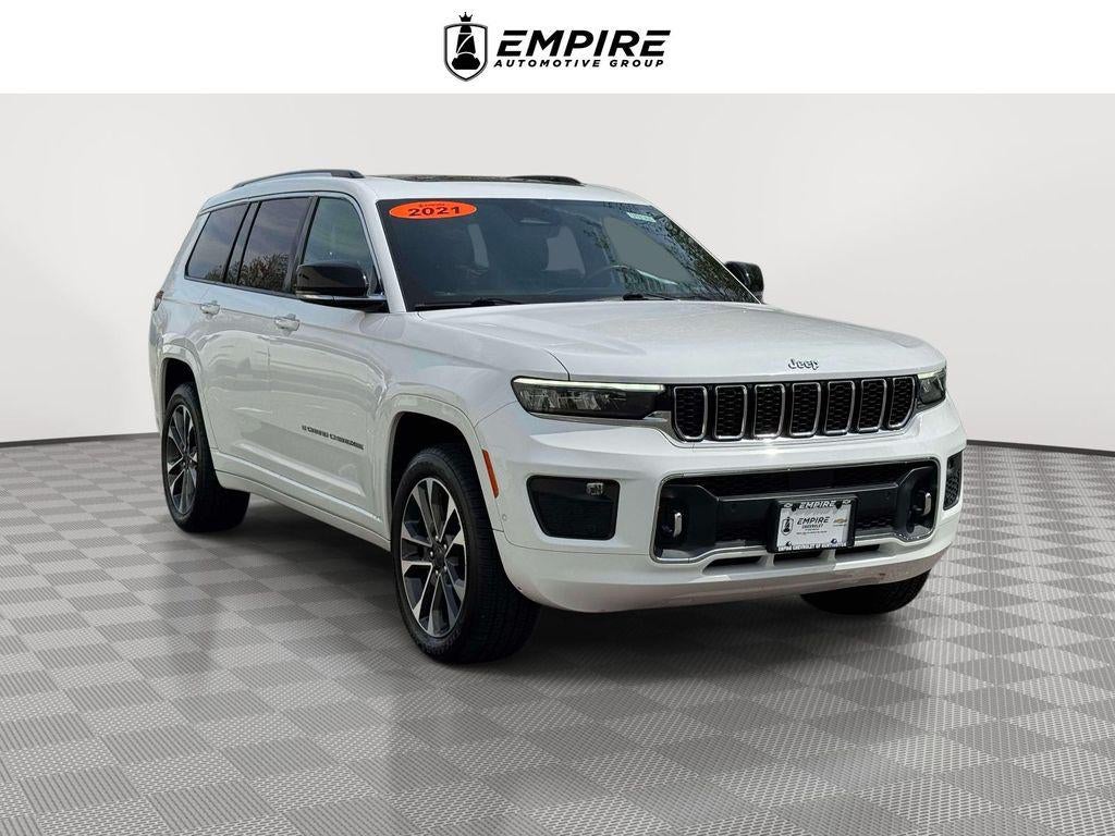 2021 Jeep Grand Cherokee L Overland in Bright White Clearcoat — front three-quarter view
